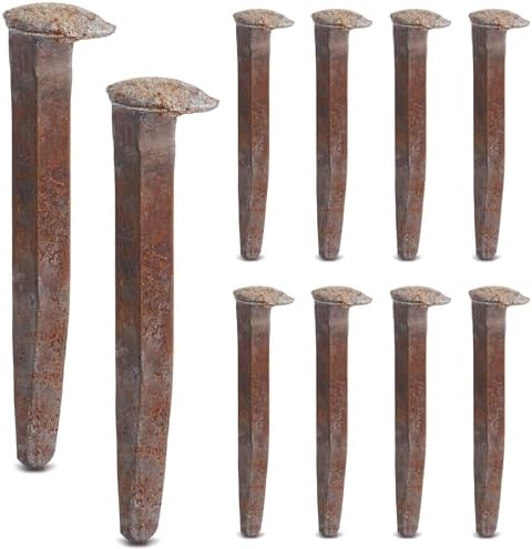 10 pcs Railroad Spike Carbon Steel Rail Road Spike Ties, 4.72 Inch, Rust Red