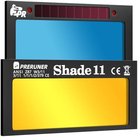 Core Series Gold Shade 11 Auto Darkening Welding Lens 2" x 4 1/4", Slim 0.2" Welding Lens with Cool Blue Puddle View for Pancake & Sugar Scoop Welding Hoods