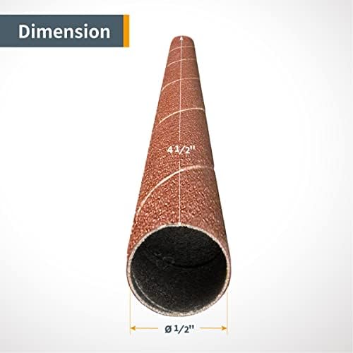 POWERTEC 11210-P2 4.5 Inch Sanding Sleeves for Spindle Sander, 120 Grit, Aluminum Oxide Sandpaper Diameter 1/2 Inch – 6 Pack