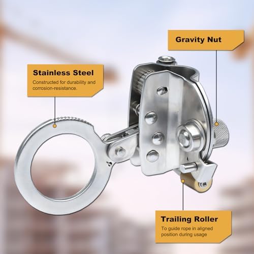 Stainless Steel Anti Panic Trailing Rope Grab, for 5/8" Rope Diameter Fall Protection