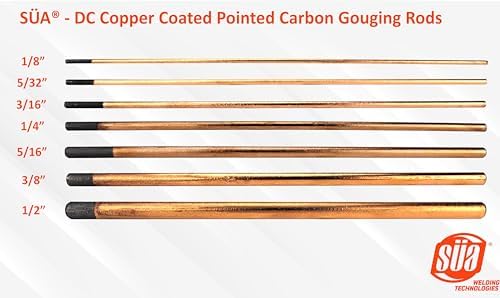 SÜA - DC Copper Coated Pointed Carbon Gouging Rod - 5/16" x 12" - (450 Rods)