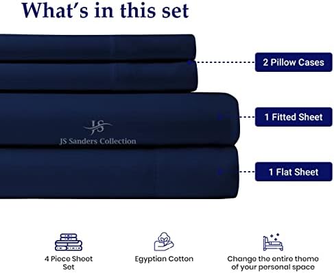 JS Sanders Collection Split Head Sheet Set Queen Size,Navy Blue