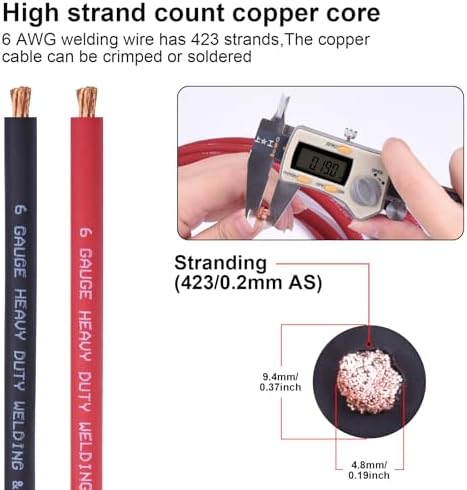 iGreely 6 Gauge 6 AWG Wire 10 Feet Black + 10 Feet Red Ultra Flexible Welding Battery Pure Copper Cable + 5pcs of 5/16" & 5pcs 3/8" Copper Cable Lug Terminal Connectors+Heat Shrink Tubing