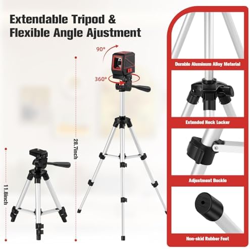 Laser Level with Tripod, 100Ft Green Cross Line Rotary Laser Tool