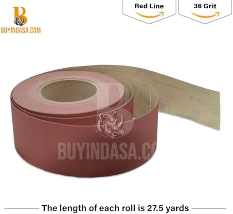 Indasa 2.75" PSA Sandpaper Roll - 27 Yard Rhynostick180-Grit Long Continuous Roll, Self-Adhesive Stickyback Sand Paper for Woodworking, Automotive, Metal (Aluminum Oxide Plus Lubricant)