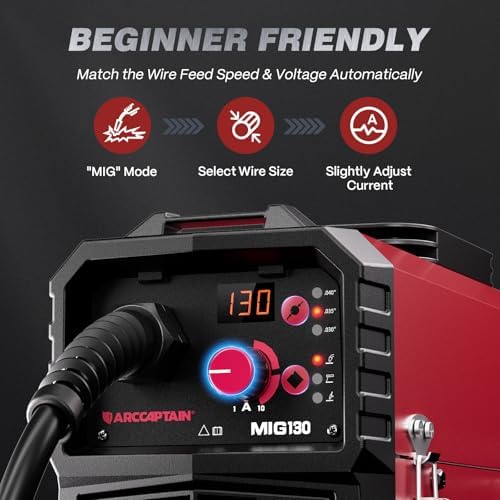 ARCCAPTAIN 130A Flux Core Welder MIG Welder 110V Gasless MIG Stick Lift TIG