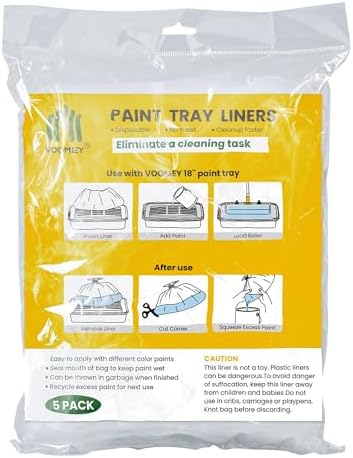 Voomey 18 Inch Paint Tray Liners, Plastic Paint Tray Liner 5 Packs for 18 inch Paint Roller Kit, Disposable for Quick Cleanup