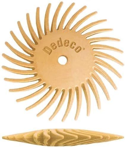 Dedeco Sunburst Radial Bristle Discs 48-Pack - 5/8" Curved Knife-Edge - Peach 2500 Grit (Extra-Fine, 6 Micron) - Aluminum Oxide for Polishing & Finishing
