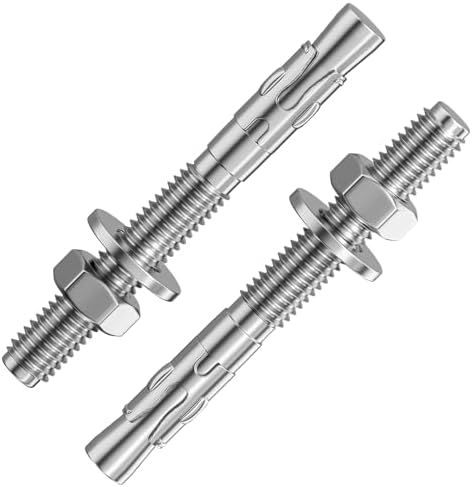 Wensilon 30Pcs 1/2x4 Inch Standard Fasteners for Heavy-Duty 304 Stainless Steel Wedge Anchors for Cement and Concrete