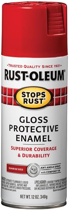 Rust-Oleum 7762830-6PK Stops Rust Spray Paint, 12 oz, Gloss Red Sunrise, 6 Pack