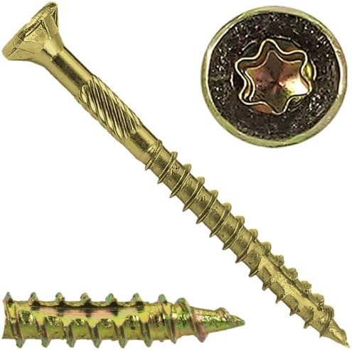 Jake Sales #9 x 2 Gold Star Wood Screw Torx/Star Drive Flat Head (5 POUNDS - 585 Approx. Screw Count) - Multipurpose Torx/Star Drive Wood Screws