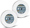 POWERTEC Bench Grinder Wheel 8 Inch 60 Grit, White Aluminum Oxide Grinding Wheel for Bench Pedestal Grinder, 1" Thick 5/8" Arbor, Sharpening & Shaping Drill Bits, Blade, and Chisel 2PK (15504-P2)