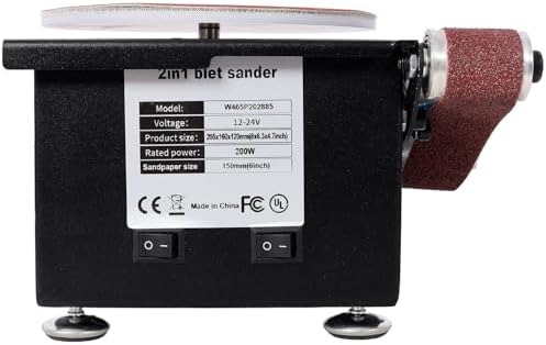 2 in 1 Mini Belt Disc Sander, 6 Inch Belt Sander Adjustable Speed Electric Grinding Sanding Machine, Handcraft System Bench Grinder Small Spindle Sander Machine for Metal Working and Woodworking