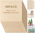 Adrattnay Basswood Sheets 3mm - 1/8 x 12 x 12inch, 48pcs Square Laser Basswood Plywood for Laser Cutting & Engraving DIY Crafts, Wood Burning, Painting, Architectural Model Building