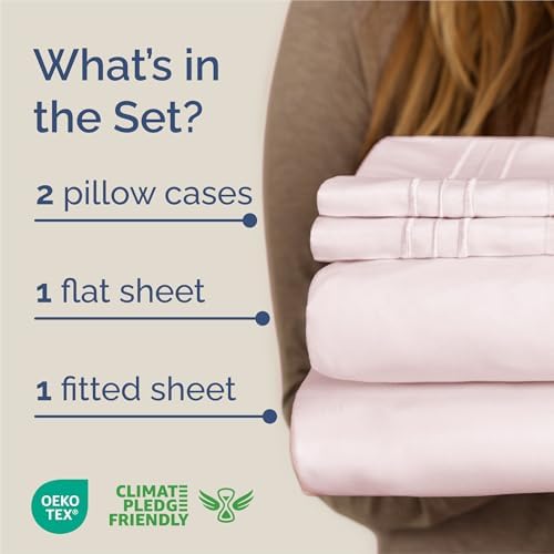 King Size 4 Piece Sheet Set - Breathable & Cooling Sheets - Lavender Pink