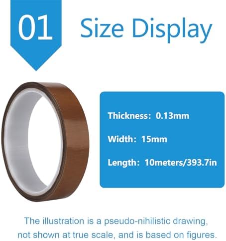 PTFE Heat Resistant Tape Self-Adhesive PTFE Teflon Fabric Tape Suitable for Component Repair, Thickness 0.13Mm,Width：15mm