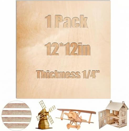 Juexica 1 Pcs 6 mm Birch Plywood 12 x 12 in Craft Wood Unfinished Plywood Sheets for DIY Projects Wood Engraving Burning Drawing Painting Laser Projects