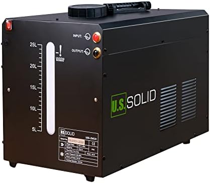 U.S. Solid 25 L Welder Water Cooler, TIG MIG Torch Cooling Machine, Wind-Tunnel Heat Dissipation 2.8 kW, Vortex Pump 7.5 L/min, Transparent Window, Leak-Free, AC 110 V