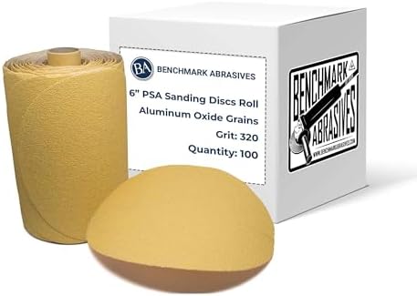 Benchmark Abrasives 6" PSA Gold Sanding Discs, 320 Grit, 100-Count