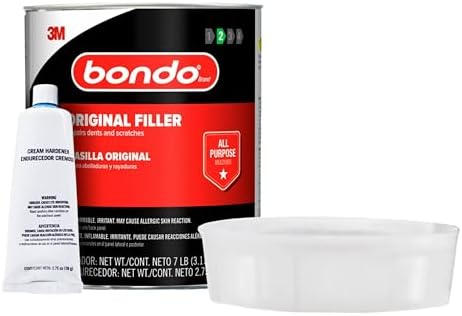 Bondo Original Filler 7 lb with Hardener 2.75 oz, Repairs Dents, Dings, Holes, and Scratches, Multi-Surface Use on Wood, Aluminum, Concrete, and Fiberglass (OR-GAL-ES)