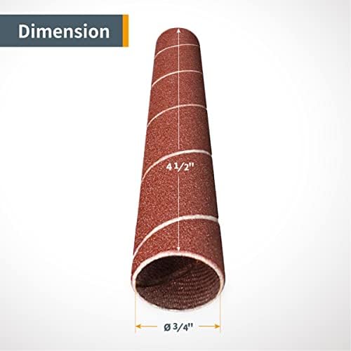 POWERTEC 11211-P2 4.5 Inch Sanding Sleeves for Spindle Sander, 120 Grit, Aluminum Oxide Sandpaper Diameter 3/4 Inch – 6 Pack