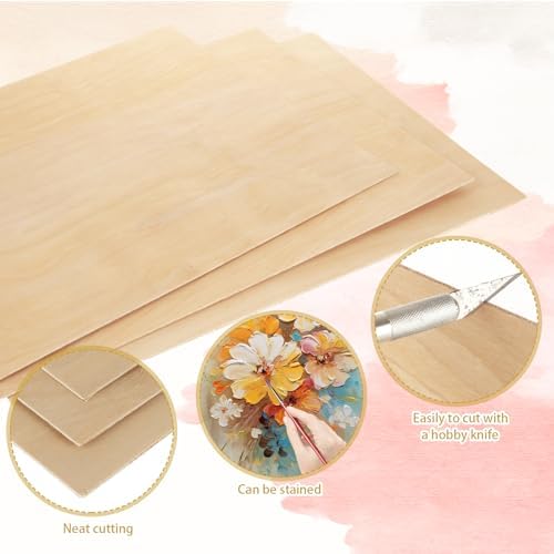 24Pcs 16 x 12 x 1/8 Inch Baltic Birch Plywood Sheets 3mm Unfinished Plywood Sheet for Arts and Crafts, Painting, Pyrography, Wood Engraving, Wood Burning, Laser, Architectural Models