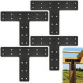 4 Pack T Post Timber Frame Brackets, 14"x10" T Flat Mending Plate