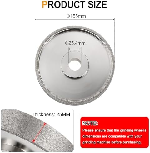 HARFINGTON Diamond Lapidary Wheel 6 Inch x 1 Inch Arbor Hole 80 Grit Grinding Wheels for Stone, Marble, Glass, Ceramics, Crystal, Carbide, Steel