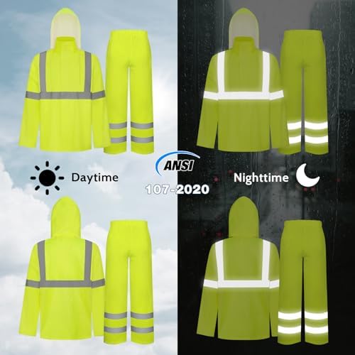 TCCFCCT Rain Jacket Hi Vis Rain Suits Waterproof with Hood, Heavy Duty Rain Coats for Men Women, Outdoor Activities, L-XL Yellow WP