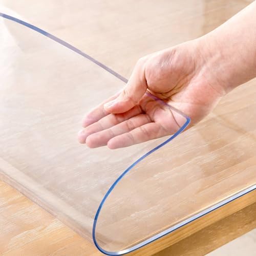 24 x 72 Inch Clear Table Cover Protector, 2mm Thick Clear Table Protector for Dining Room Table, Plastic Table Cover, Waterproof Table Pad for Kitchen, Office