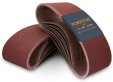 POWERTEC 4 x 24 Inch Sanding Belts, 20PK, 40 Grit, 4x24 Belt Sander Sanding Belts Assortment, Aluminum Oxide Sandpaper for Oscillating Belt Sander, Woodworking, Metalworking (110060-P2)
