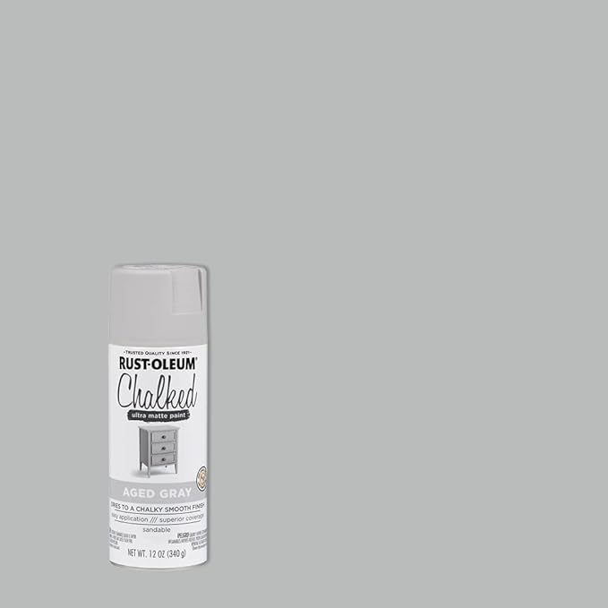 Rust-Oleum Aged Gray Chalked All-in-One Ultra Matte Spray Paint | One Coat Coverage | No Primer, Sanding, Or Topcoat Needed | Easy Spray Application | Made in USA | 12 OZ