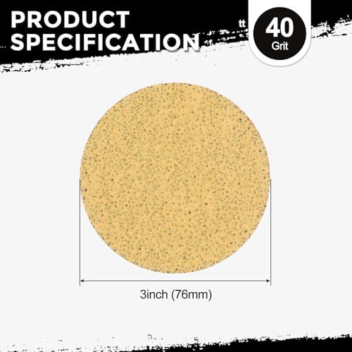25Pcs Sanding Discs 3In 40Grit Hook and Loop Sandpapers Yellow