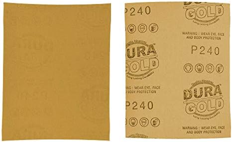 Dura-Gold Premium 1/4 Sheet Gold Sandpaper Sheets, 240 Grit (Box of 400)