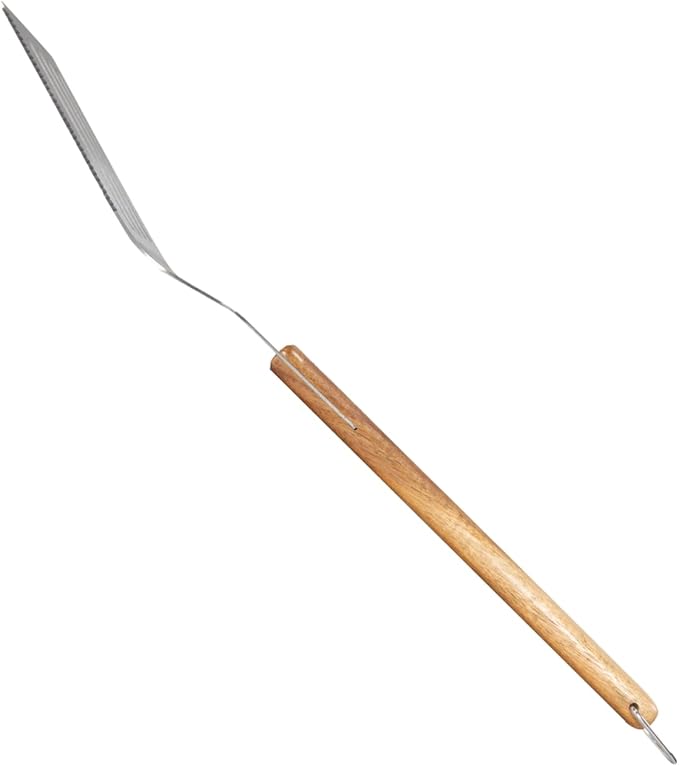 Pro BBQ Metal Spatula - 17" Barbecue Spatula Stainless Steel with Serrated Knife Edge - Acacia Wood Handle - Heavy Duty Built to Last