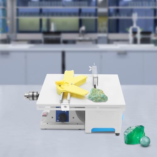 Mini Lapidary Saw, 110V 350W Gem Jewelry Polishing Grinding Machine 800-10000r/min DIY Jewelry Polishing Bench Buffer Grinding Machine for Cutting Rocks (350W)