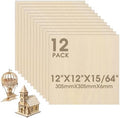 12 Pack Basswood Sheets 12"×12"×15/64" Unfinished Plywood Sheet