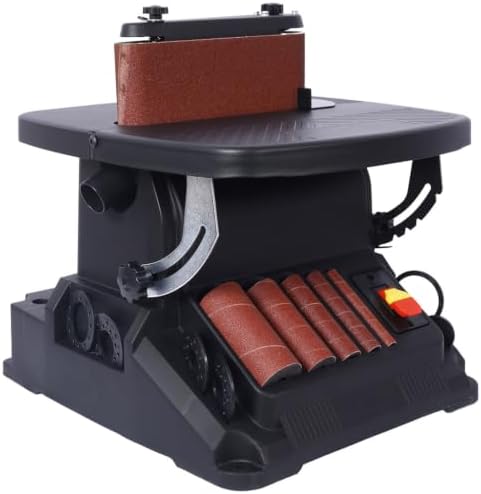 Oscillating Belt and Spindle Sander, 500W 2 in 1 Woodworking Machine with 5 Sanding Sleeves and 4x24 Belt, Efficient Dust Collection for Woodworking Projects, Furniture Finishing, DIY Projects