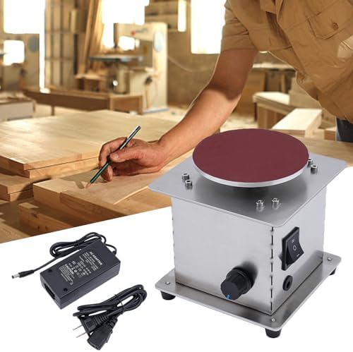 Mini Disc Sander 4 Inch Electric Rotary Polisher 200W 6000RPM High Speed Bench Grinder with 21Pcs Sandpapers Adjustable Speed for Grinding Metal, Wood, Plastic
