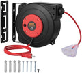VEVOR Retractable Extension Cord Reel, 45 FT, Heavy Duty 12AWG/3C SJTOW Extension Power Cord with Lighted Triple Tap Outlet, 15A Circuit Breaker 180° Swivel Bracket for Ceiling or Wall Mount, Red