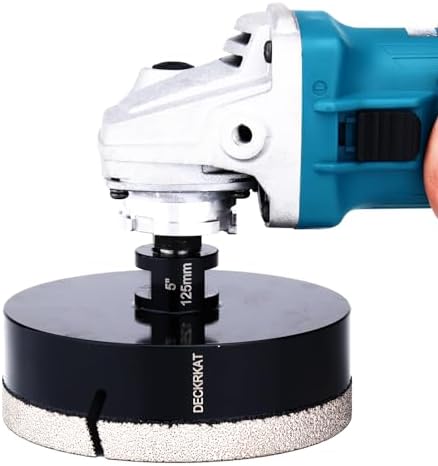 5 Inch Diamond Hole Saw, 125mm Tile Hole Saw Drill Bit Diamond Tipped for Granite Marble Ceramic Glass Porcelain Quartz Tiles Stones Countertop, Core Drill Bits with 5/8-11 Thread for Angle Grinders