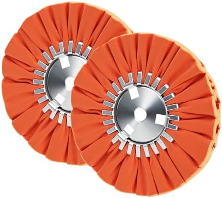 8" Orange Airway Buffing Wheel, 12-Ply Medium Polishing Wheel, 5/8" Arbor Hole, Compatible with Angle Grinder & Buffer Polisher, for Aluminum, Stainless Steel, Brass & Copper, 2 Pcs