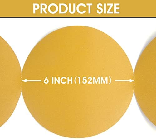 S SATC Premium Gold Sandpaper 6 Inch 100 PCS Sanding Discs 240 Grit Self Adhesive Stickyback Sandpaper Roll Aluminum Oxide PSA Sandpaper Discs for Wood, Metal, and Car Paint