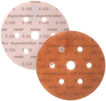 Super Assilex Flexible 6 inch Sanding Discs, Brown K-240, 7 Holes, Hook & Loop, 193-2557, 25 Discs