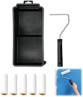 Upgrade Paint Roller Kit, House Painting Tools Set with Paint Tray, Brushes, Scrapers & Extension Pole for Wall Ceiling (Set-C)