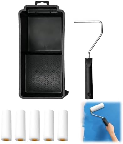 Upgrade Paint Roller Kit, House Painting Tools Set with Paint Tray, Brushes, Scrapers & Extension Pole for Wall Ceiling (Set-C)