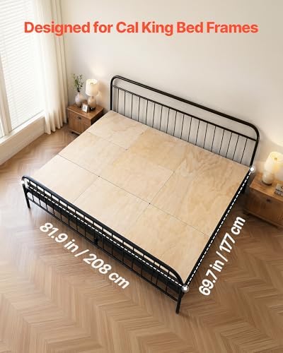 VEVOR Bunkie Board, Cal King 69.7 x 81.9 in, Foldable Bed Board Under Mattress with Nylon Webbing, Plywood, Rounded Edges, Anti-Sag Design for Metal Frames, Sleeper Sofas, Platform and Bunk Beds