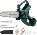 Mini Chainsaw for Makita Battery, 8-Inch and 6-Inch 2-IN-1 Cordless Electric Chain saw with Brushless Motor and Auto-Oiler, 800W Hand Mini Chainsaw for Tree Pruning Wood Cutting(No Battery)