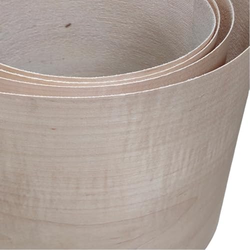 Maple Wood Veneer Sheet,Flat Cut,8.5''x 98'',Iron On Stick Veneer Roll Without Paper,Pre-glued Hot Melt Self Adhesive Strip for Cabinet Furniture Plywood Door Speaker Renovation Woodworking