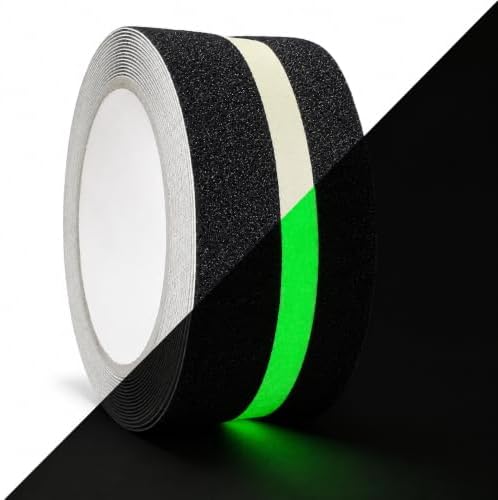 GGR Supplies NST-20C Black with Glow Insert Non-Skid Tape, 2 Inch x 60 Ft